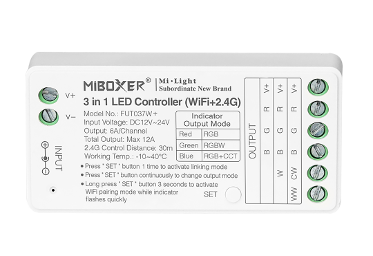 Smart 3-in-1 LED Controller | RGB+CCT | WiFi, Bluetooth, 2.4GHz 3-in-1 LED Strip Controller